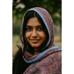 Silk‎ Scaft Made in India Beautiful Maroon Pink Aqua Paisley Vintage #12